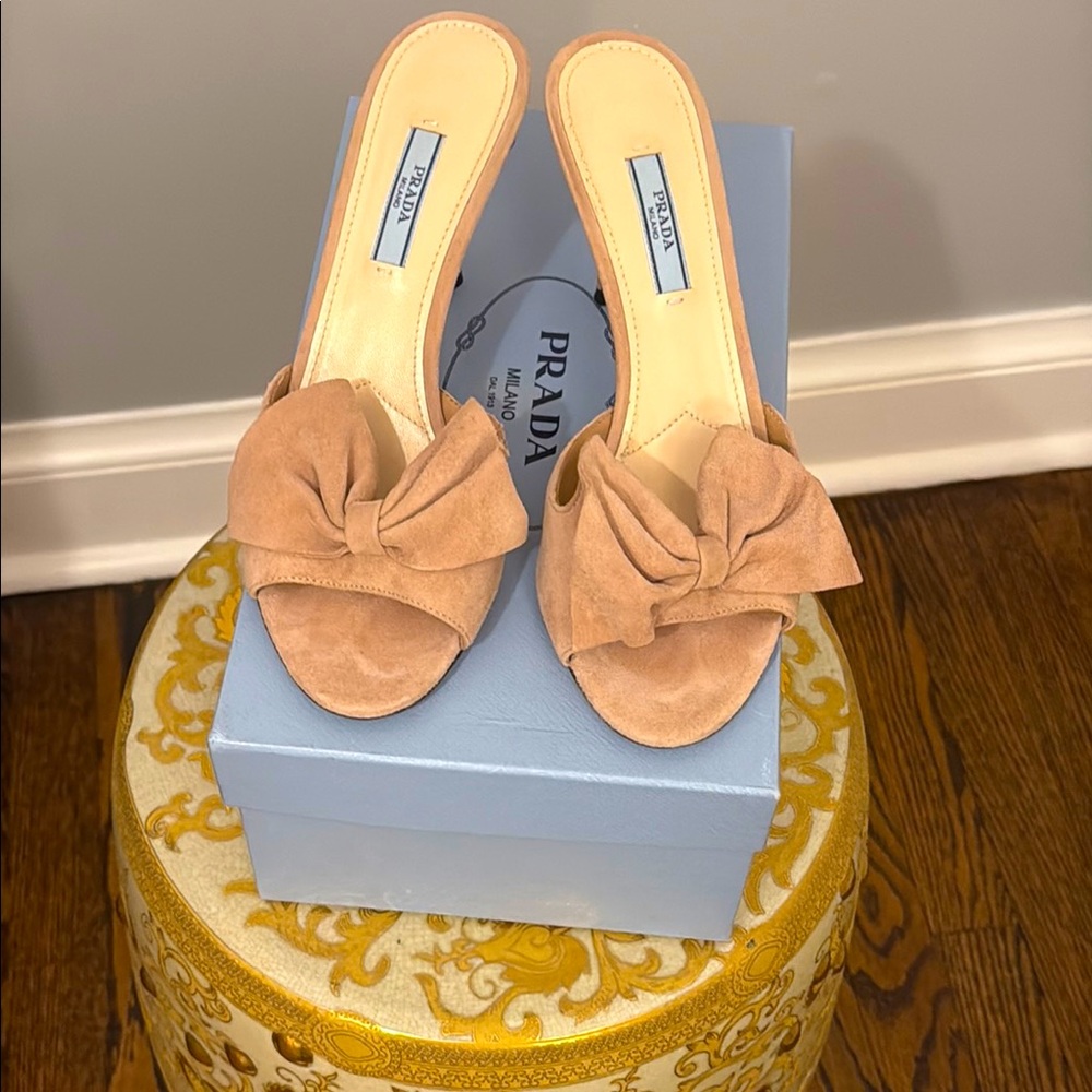Prada Women's Suede Bow Mules